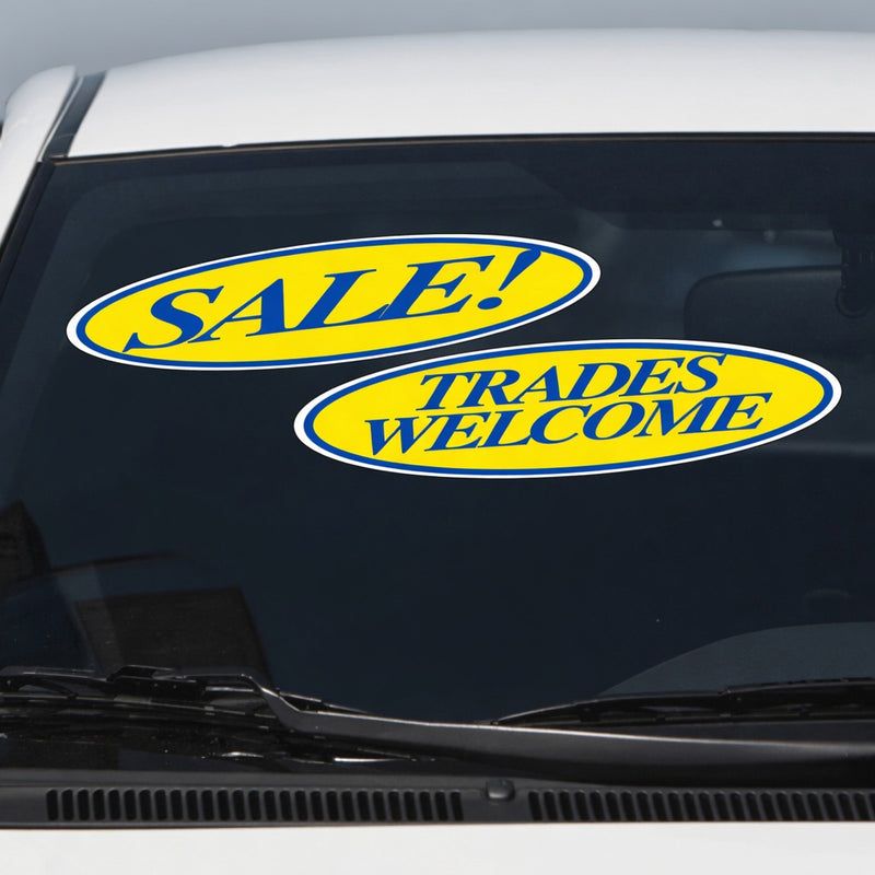 Load image into Gallery viewer, Blue &amp; Yellow Oval Signs

