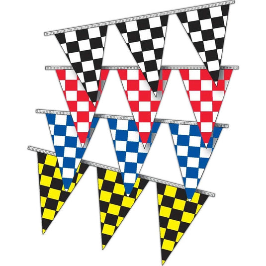 Checkered Triangular Race Track Starter Pennant