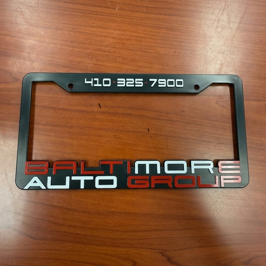 Custom License Plate Frame -  Black with Raised Imprint ( 2 Color )
