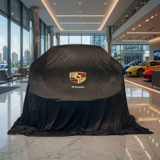 Custom Reveal Cover for sporty sedan by My Store, showing sleek design and tailored fit for vehicle protection and style.