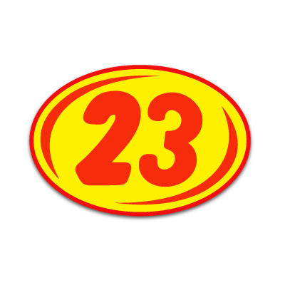 Bold Year Model Signs Red & Yellow