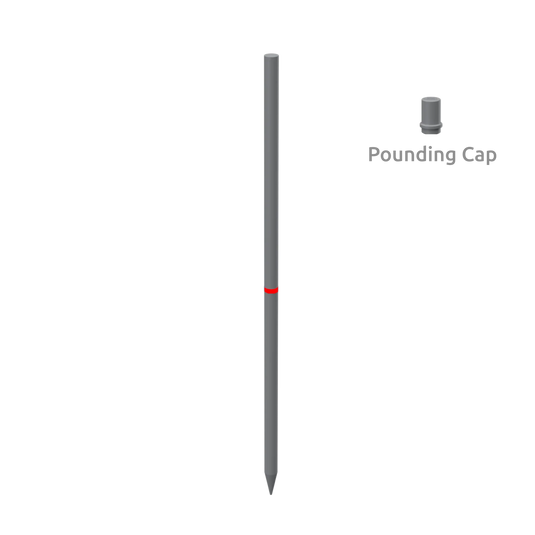 Fiberglass Pole Plate Ground Stake (Grey, Stake Only)