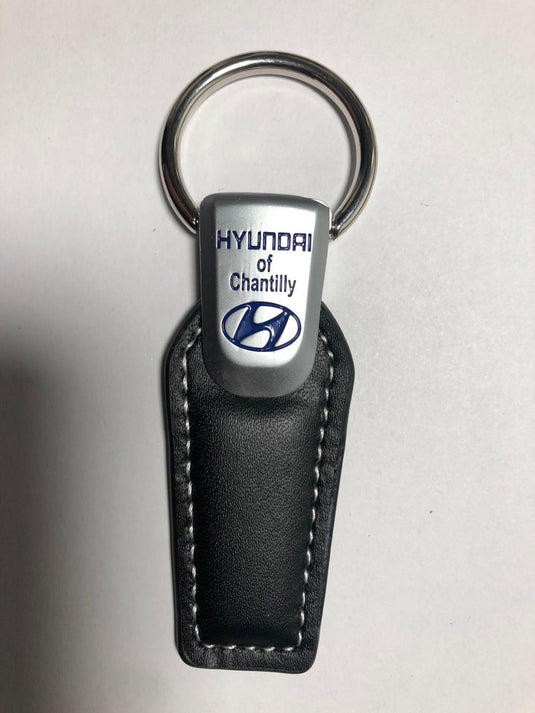 Twist & Release Brushed Chrome Metal/Leather Key Fob