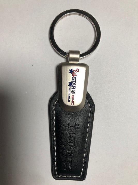 Twist & Release Brushed Chrome Metal/Leather Key Fob