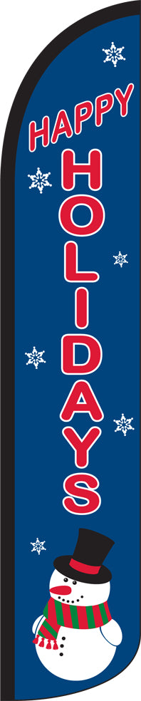 Premium Swooper Flag - Happy Holidays with Snowman