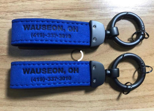 Custom Leather Suede  with Gun Metal Key Fob