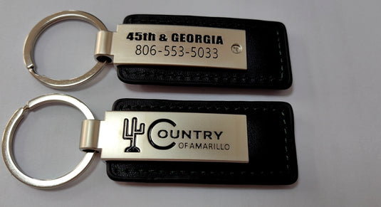 Custom Leather/Metal Rectangle Key Fobs