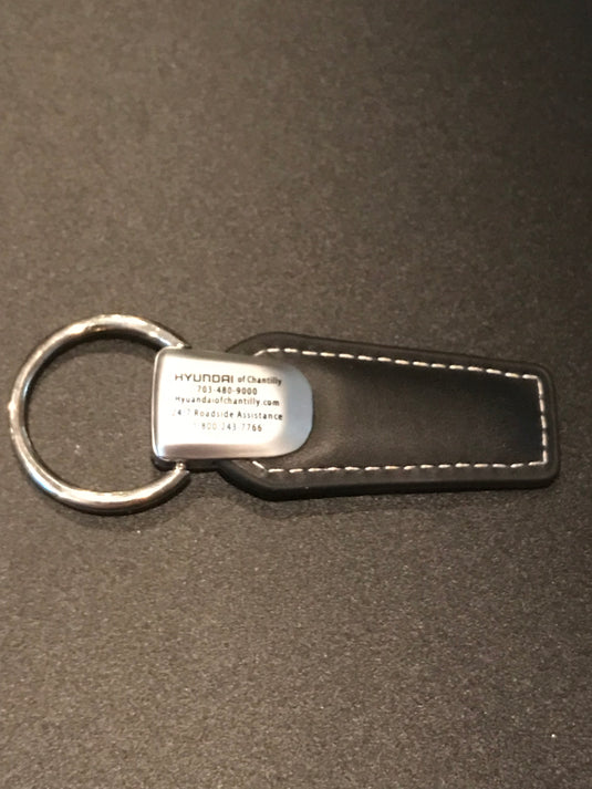 Twist & Release Brushed Chrome Metal/Leather Key Fob