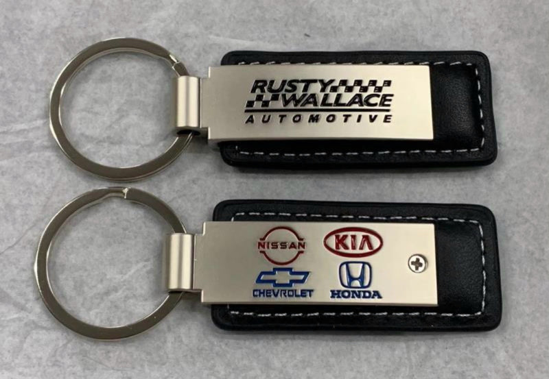 Load image into Gallery viewer, Custom Leather/Metal Rectangle Key Fobs
