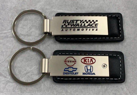 Custom Leather/Metal Rectangle Key Fobs