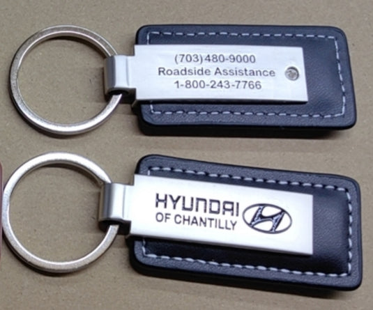 Custom Leather/Metal Rectangle Key Fobs