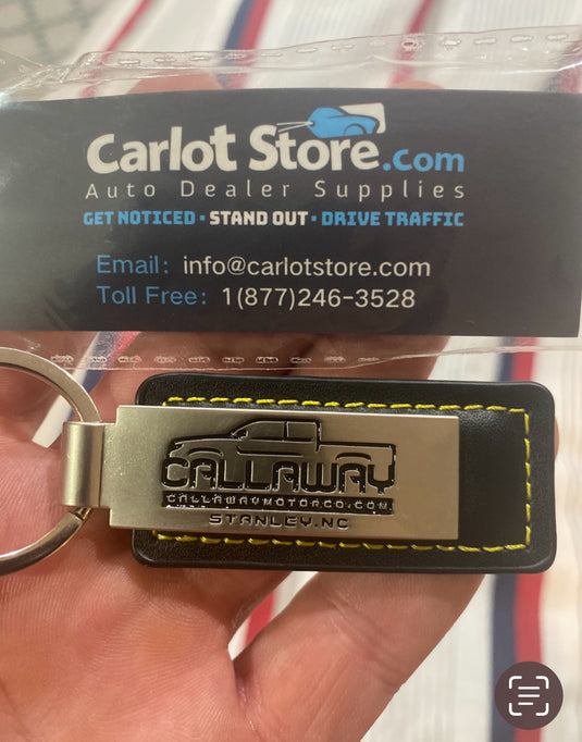 Custom Leather/Metal Rectangle Key Fobs