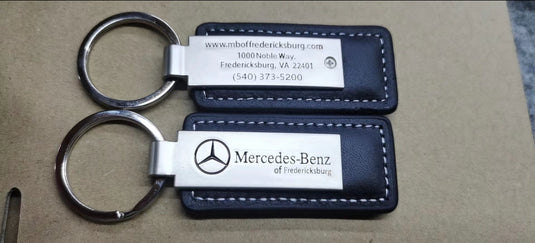 Custom Leather/Metal Rectangle Key Fobs