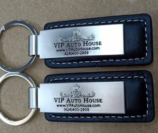 Custom Leather/Metal Rectangle Key Fobs