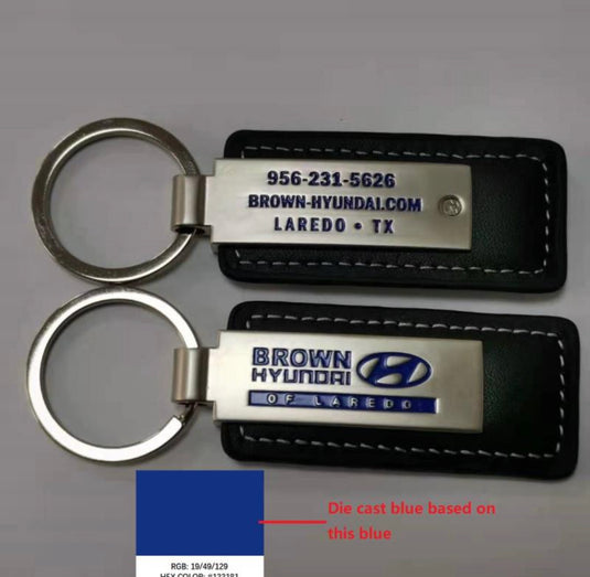 Custom Leather/Metal Rectangle Key Fobs