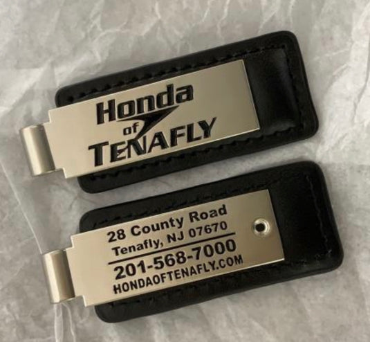 Custom Leather/Metal Rectangle Key Fobs