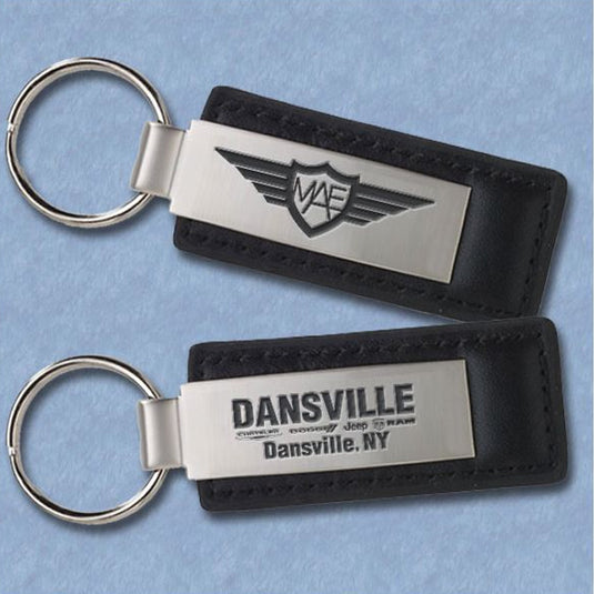 Custom Leather/Metal Rectangle Key Fobs