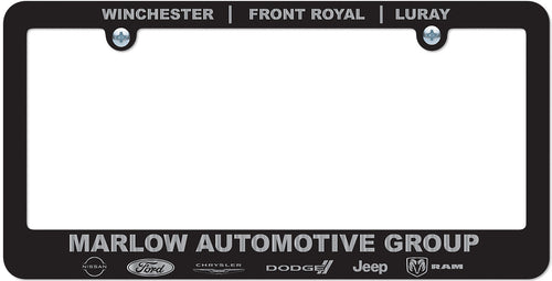 Custom License Plate Frame -  Black with Raised Chrome Print