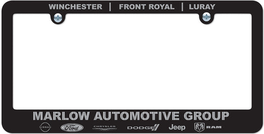 Custom License Plate Frame -  Black with Raised Chrome Print
