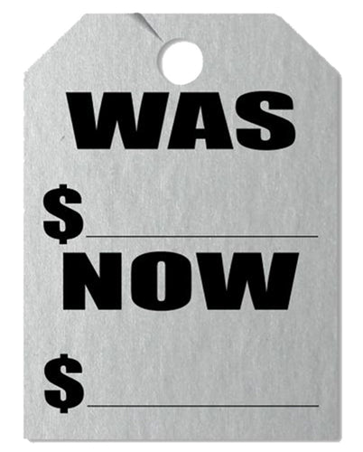 Metallic Silver Mirror Hang Tags - Was/Now