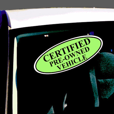 Certified Pre-Owned Oval Slogans - Neon Green