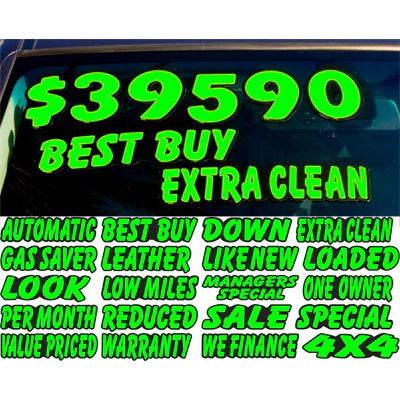 Neon Green & Black Die Cut Slogans