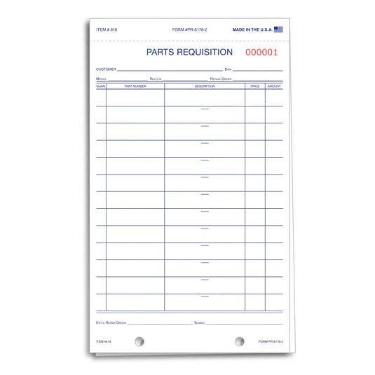 Parts Requisition Form - #PR-8178-2 - Qty. 250