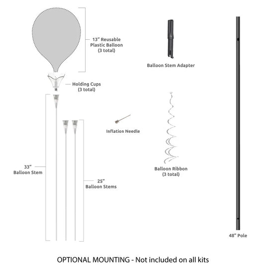 PermaShine® 3-Balloon Bouquet Long Pole Kit