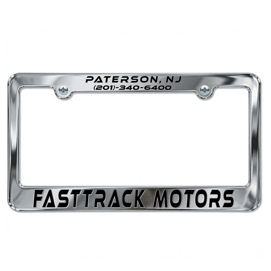 Chrome plastic license frame with full dip coating, designed for car license plates, featuring a sleek, premium finish.
