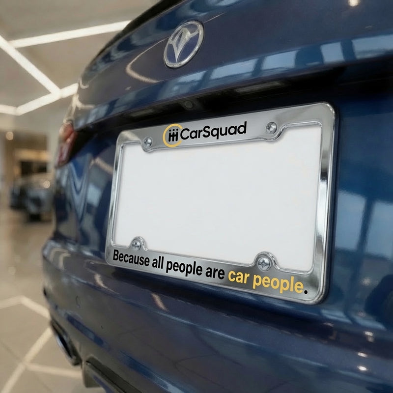 Load image into Gallery viewer, Chrome plastic license frame with two-color design mounted on a car, showcasing a sleek and durable full dip finish.
