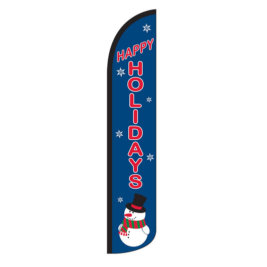 Premium Swooper Flag - Happy Holidays with Snowman