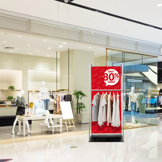 Tension Fabric Stand With Hanging Rail