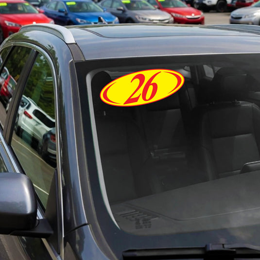 Red & Yellow Two Digit Oval Year Model