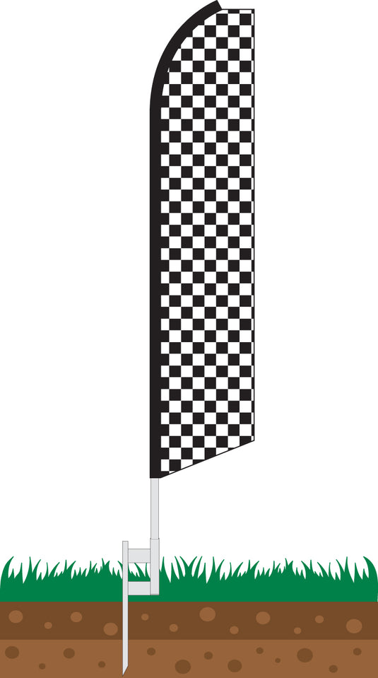 Half Sleeve Swooper Feather Flag - Checker Black/White