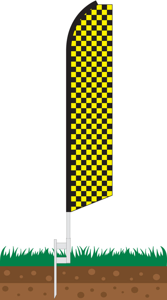 Half Sleeve Swooper Feather Flag - Checker Black/Yellow