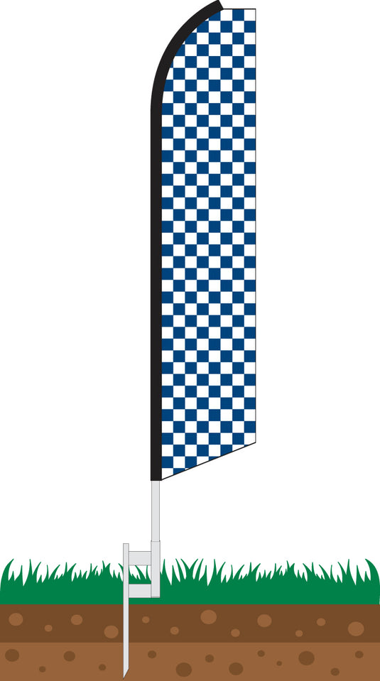 Half Sleeve Swooper Feather Flag - Checker Blue/White