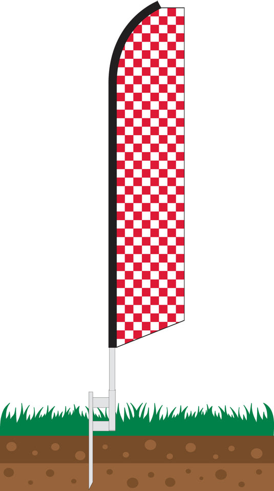 Half Sleeve Swooper Feather Flag - Checker Red/White