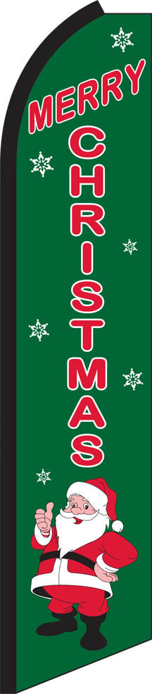 Half Sleeve Swooper Feather Flag - Green Merry Christmas