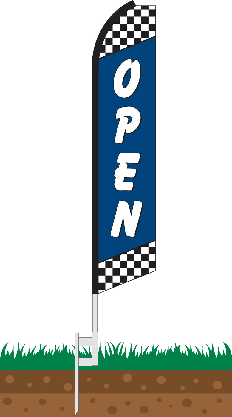 Load image into Gallery viewer, Half Sleeve Swooper Feather Flag - Open Blue Checker
