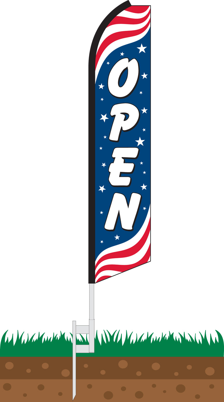 Load image into Gallery viewer, Half Sleeve Swooper Feather Flag - Open Patriotic
