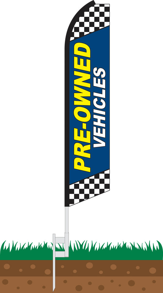 Half Sleeve Swooper Feather Flag - Pre Owned Vehicles Blue