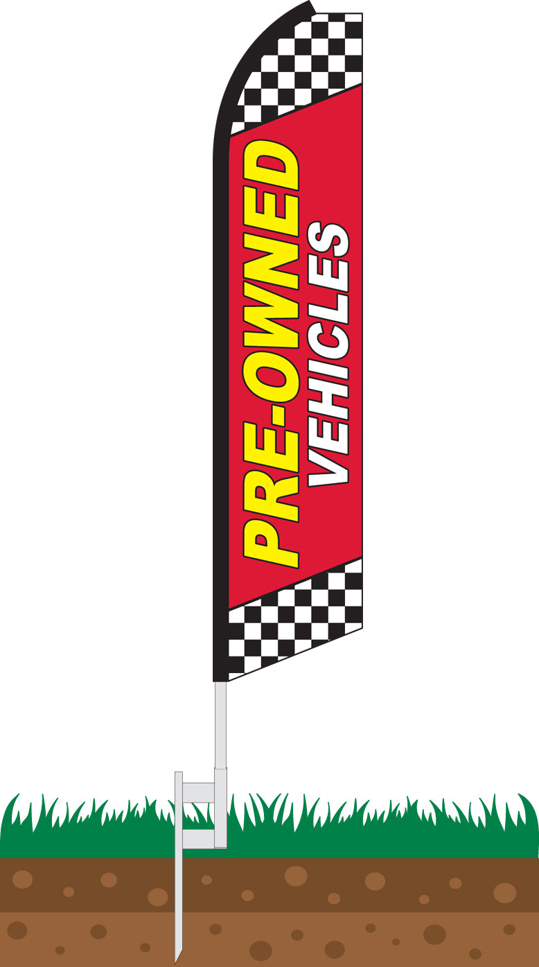 Load image into Gallery viewer, Half Sleeve Swooper Feather Flag - Pre Owned Vehicles Red
