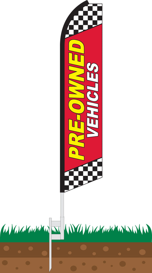 Half Sleeve Swooper Feather Flag - Pre Owned Vehicles Red