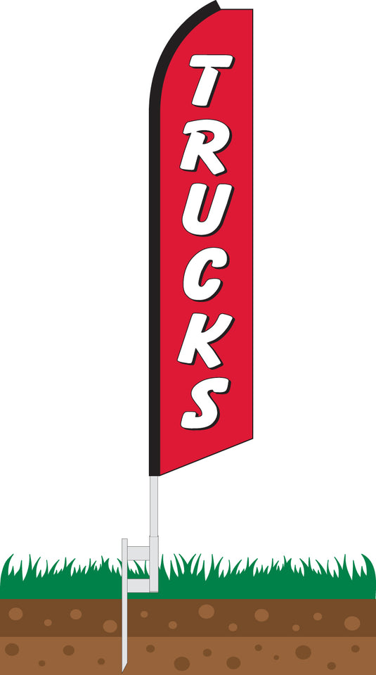 Half Sleeve Swooper Feather Flag - Trucks Red & White