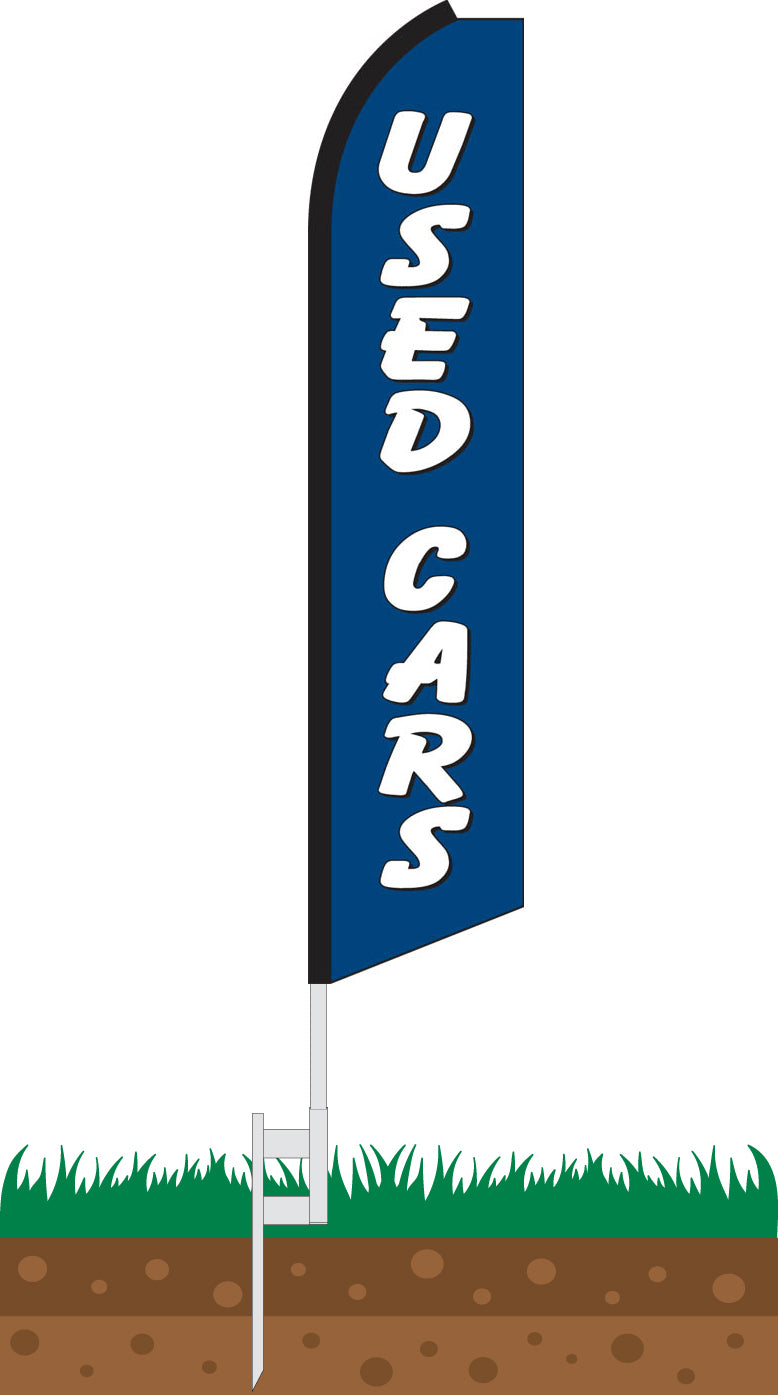 Load image into Gallery viewer, Half Sleeve Swooper Feather Flag - Used Cars Blue &amp; White
