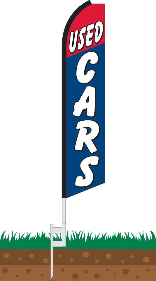 Half Sleeve Swooper Feather Flag - Used Cars Red & Blue