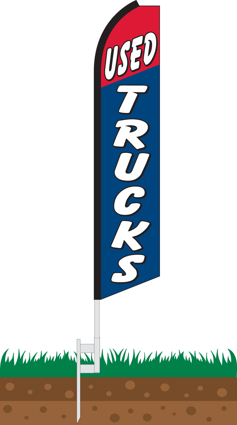 Load image into Gallery viewer, Half Sleeve Swooper Feather Flag - Used Trucks Red &amp; Blue
