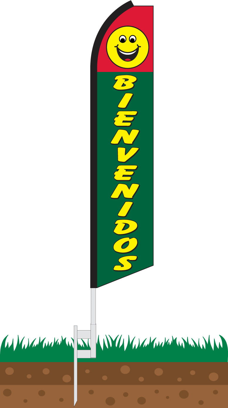 Load image into Gallery viewer, Half Sleeve Swooper Feather Flag - Bienvenidos
