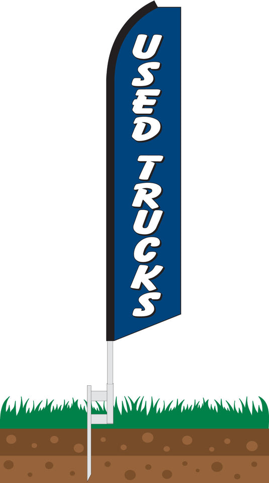 Half Sleeve Swooper Feather Flag - Used Trucks Blue & White