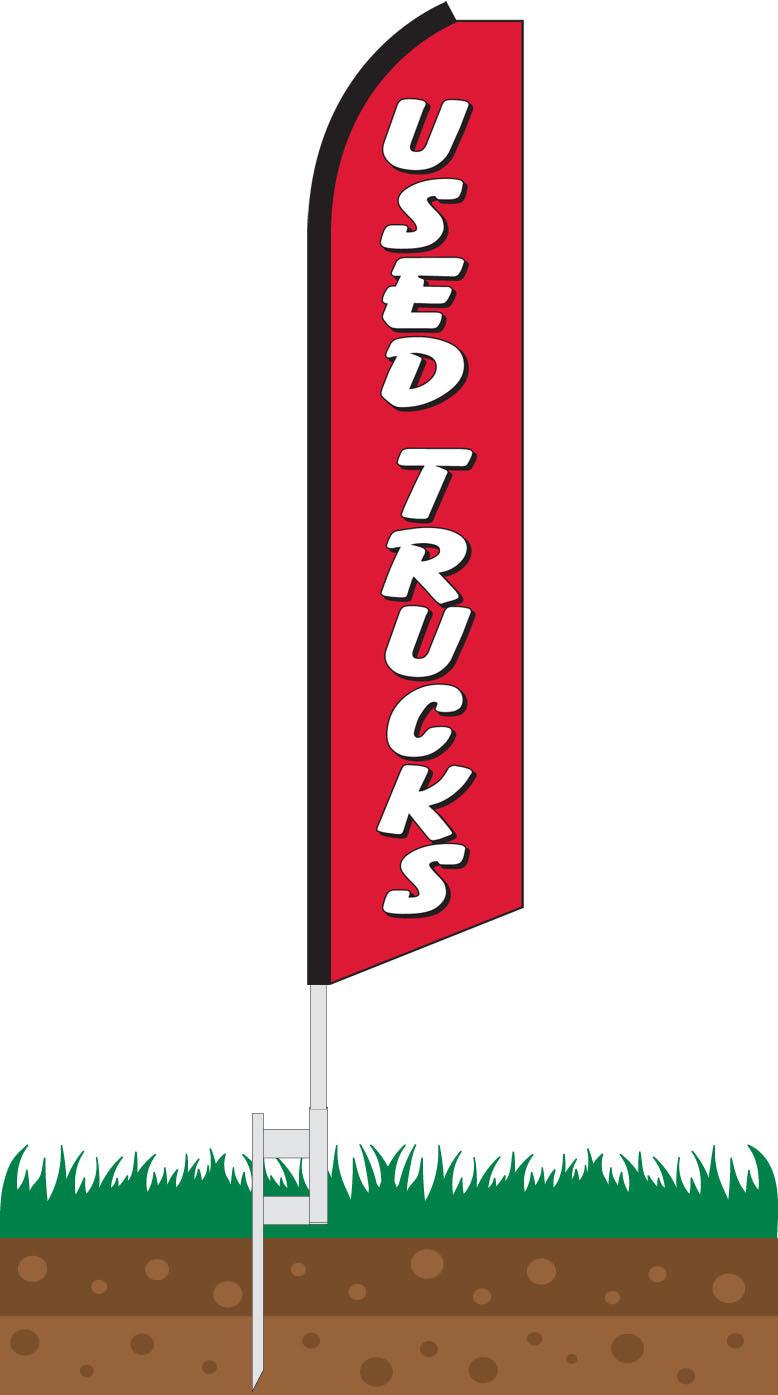 Load image into Gallery viewer, Half Sleeve Swooper Feather Flag - Used Trucks Red &amp; White
